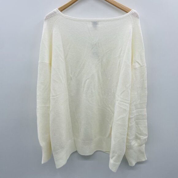 A New Day Womens Plus Size 4X Soft Cozy Knit V-Neck Pullover Sweater in Cream - Picture 4 of 7